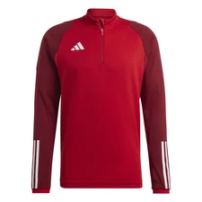 adidas Tiro23 Training Mock Neck Quarter Zip Pullover Mens Red Casual Tops HI305