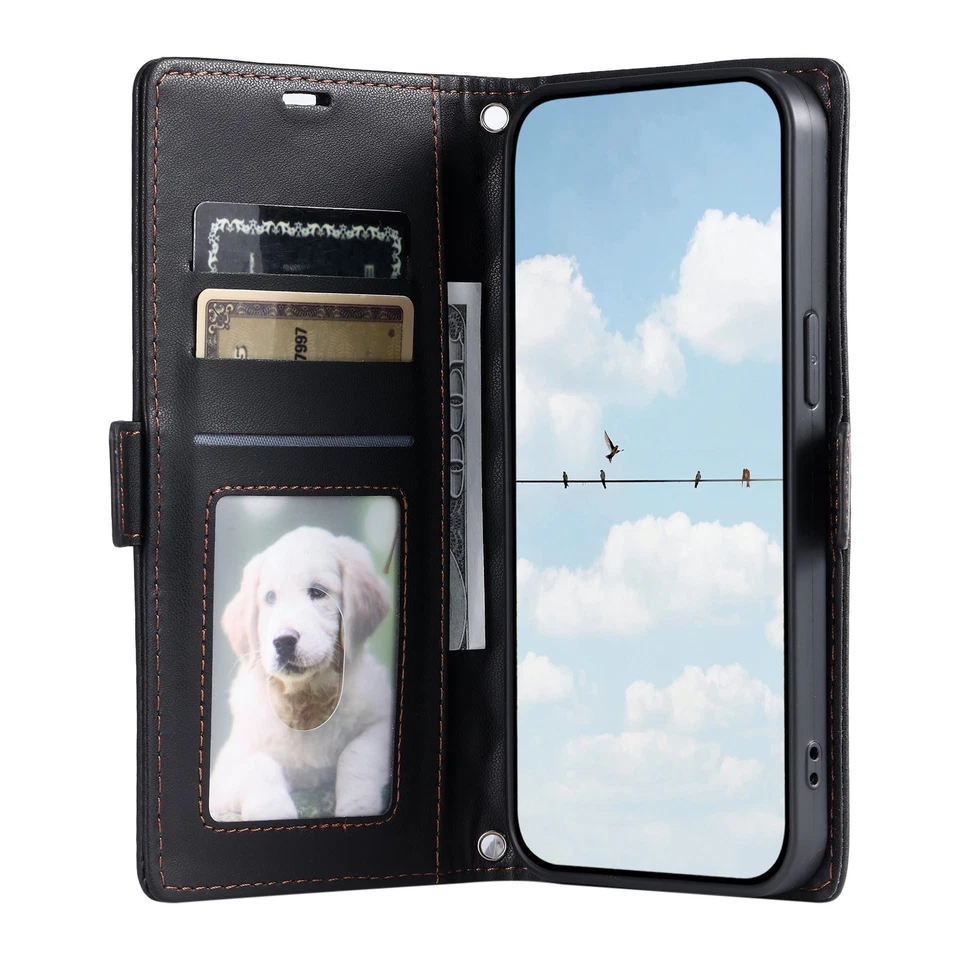 Grid Leather Wallet Phone Case For OnePlus 7 8 9 10 11 12 1+ Nord 2 3 CE 4 N200 - Image 2 of 4