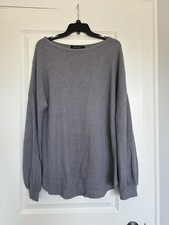 Solid Grey Waffle Long Sleeve Sweater Size L