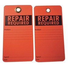 GRAINGER APPROVED 9EVZ6 Rpr Reqd Tag,5-3/4 x 3 In,Bk/R,PK25 PK 10