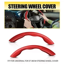 Carbon Fiber Red Universal Car Wheel Steering Booster Cover Non-Slip Accessories