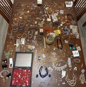 Authentic vintage jewelry mixed lot Sterling Silver 925 Gemstones Gold Plated Costume
