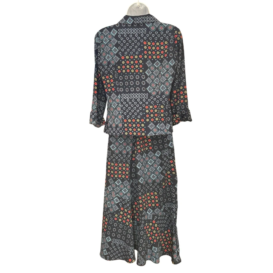 Conjunto Falda Midi Sag Harbor Petite Años 90 Patchwork Botón Frontal 4P Abuela Costera Foto 3 de 4