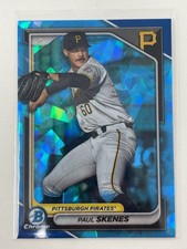 PAUL SKENES BLUE SAPPHIRE ROOKIE REFRACTOR RC Card Cracked Ice - PIRATES