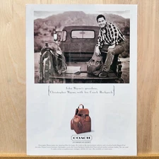 1994 Coach Bags Luggage Backpack John Wayne Vintage Print Ad Fashion Art