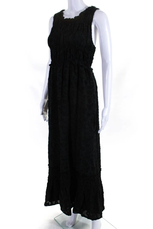 Vestido recto Club Monaco para mujer sin mangas cuello redondo largo completo negro talla 10 Foto 2 de 4