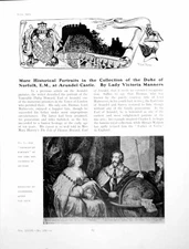 Old Print Some Historical Portraits Collection Arundel CastlePages 1925