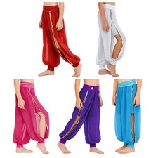 Girls Harem Pants Easter Bloomers Hippie Belly Dance Side Split Belly Dancing
