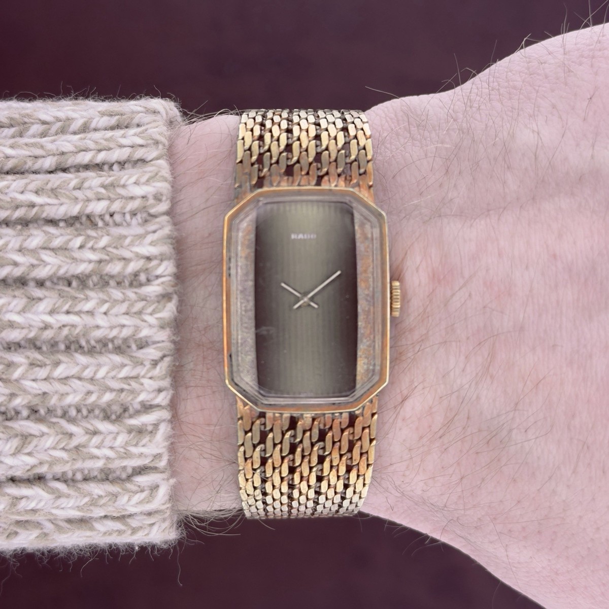 Vintage 1970s Rado Tank - Integrated Bracelet - Brushed Dial