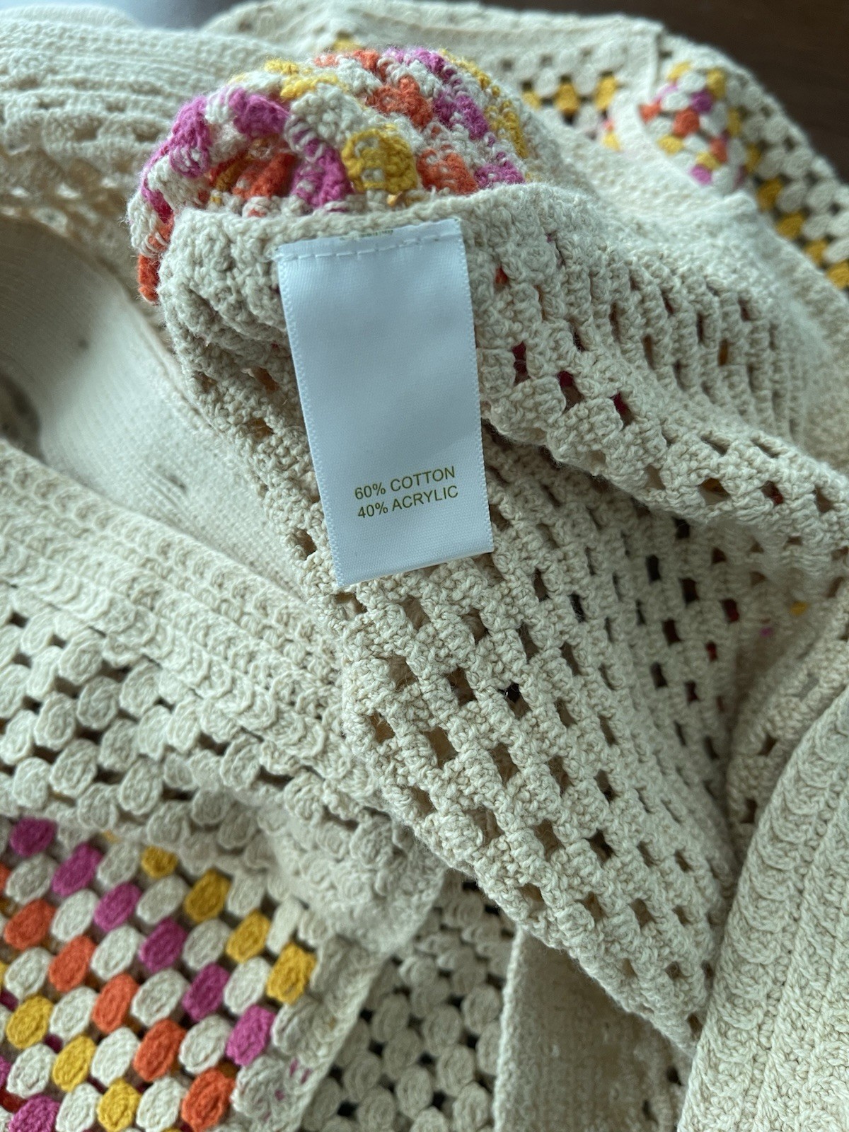 House of Harlow 1960 Top Sz Large Crochet Button Front Collar Boho Retro Cottage