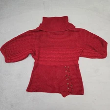 Jennifer Lauren Sweater Womens XL Cable Knit Turtleneck Lace Up Waist Pullover