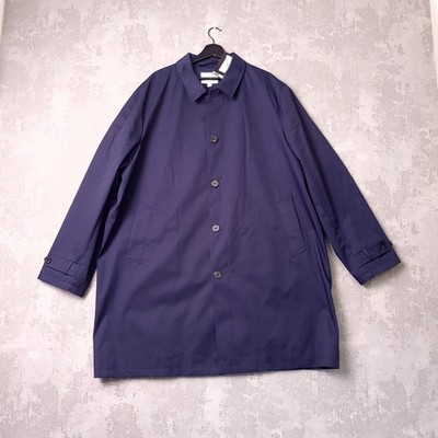 Marks & Spencer Stormwear Overcoat Mens 4XL Long Navy Blue Shower Resistant Mac