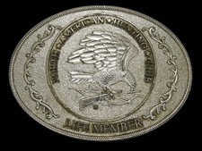 TJ11138 VINTAGE 1970s  NORTH AMERICAN HUNTING CLUB LIFE MEMBER  BELT BUCKLE