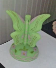 Fenton green custard uranium glass pink sugar crystals flowers by Marilyn Wagner