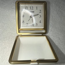 Equity 23312-CLR Folding Travel Alarm Clock Analog Quartz White/Gold