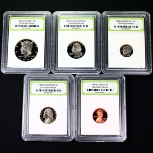 1996 S Slabbed Proof Five Coin Set Penny Nickel Dime Quarter Half 9a