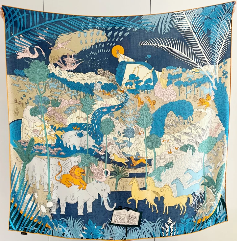 Bufanda envolvente 70 % cachemir 30 % seda estampado de mundo animal chal estampado de doble cara 53"" Foto 2 de 4