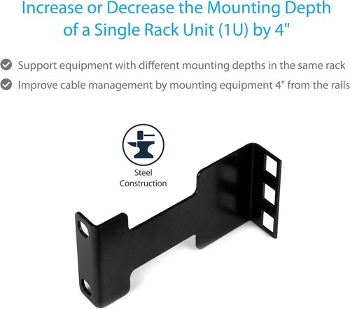 StarTech.com Server Rack Depth Extender - 1U - 4in / 10 cm - TAA Compliant - Rec - Picture 4 of 5