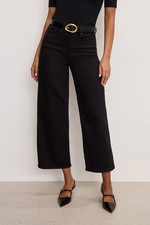 NWT Good American GOOD WAIST CROPPED PALAZZO Black JEANS 8/29