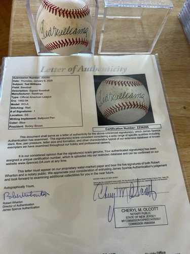 TED WILLIAMS signed Rawlings OAL Brown baseball JSA LOA - UDA - RED SOX