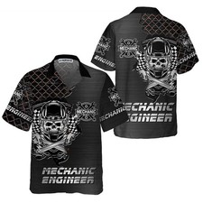Premium Mechanic Hawaiian Shirt Cool Skull Mechanic Shirt For Men Best Gift For