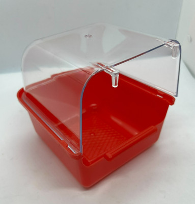 Splash-Proof Bird Bath for Cage Transparent Top Non-Slip Tub for Budgie Parakeet