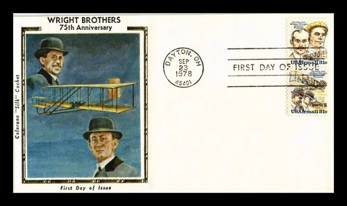 DR JIM STAMPS US COVER WRIGHT BROTHERS AIR MAIL FDC COMBO COLORANO SILK CACHET