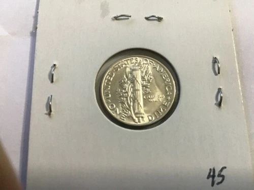 1945 p silver Mercury dime. BU