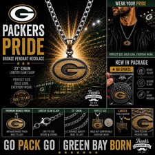 Green Bay Packers Bronze Pendant With 23 Chain New In Bag NFL Licensed
