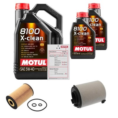 FEBI BILSTEIN Inspektionspaket 7 L MOTUL 8100 X-CLEAN 5W-40 für VW Golf Plus