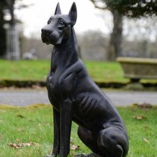 Doberman Dog Garden Sculpture - Large Dog Statue - Outdoor Garden Decor Ornament