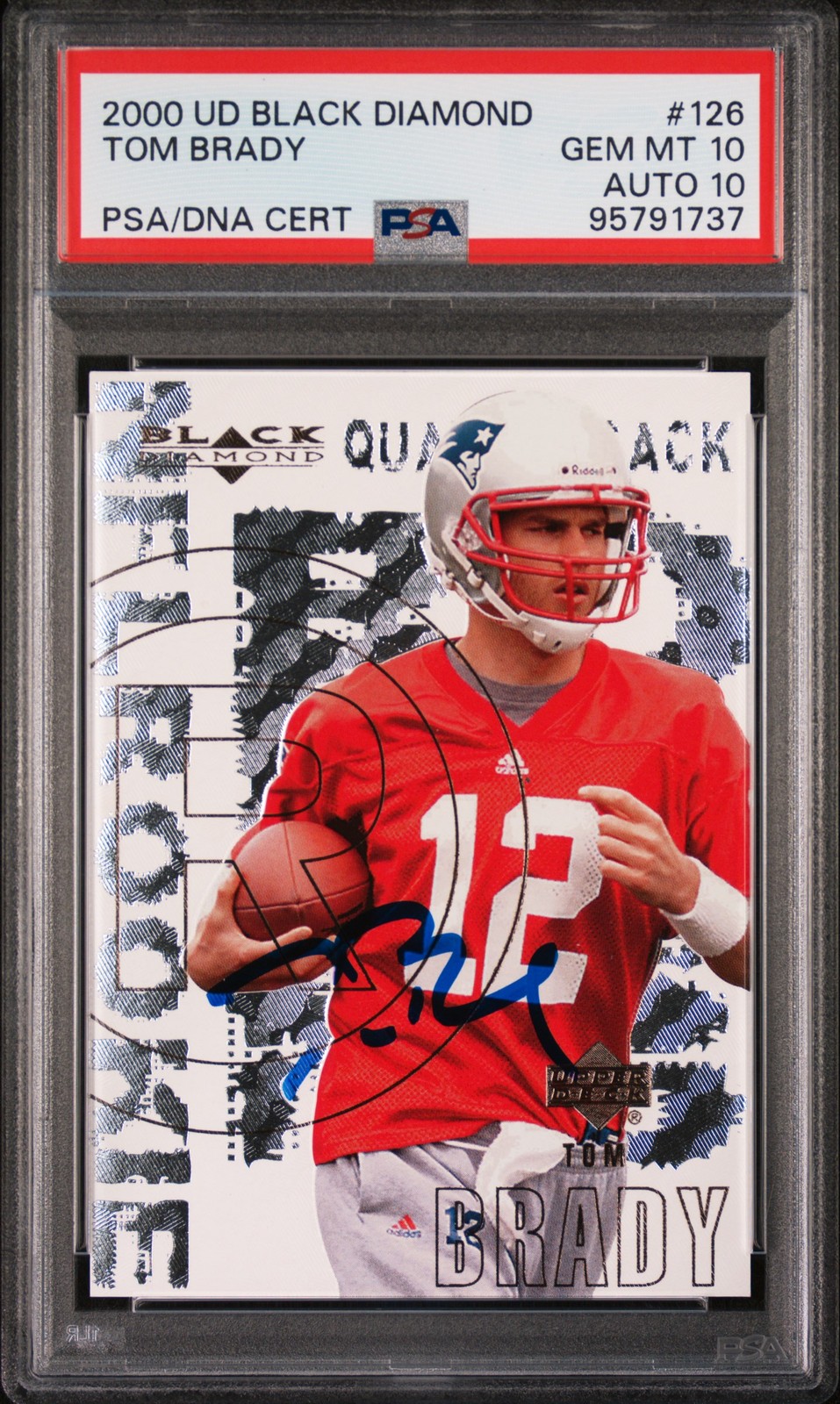 2000 UD BLACK DIAMOND #126 TOM BRADY ROOKIE RC PSA 10 DNA AUTO 10 GEM MINT