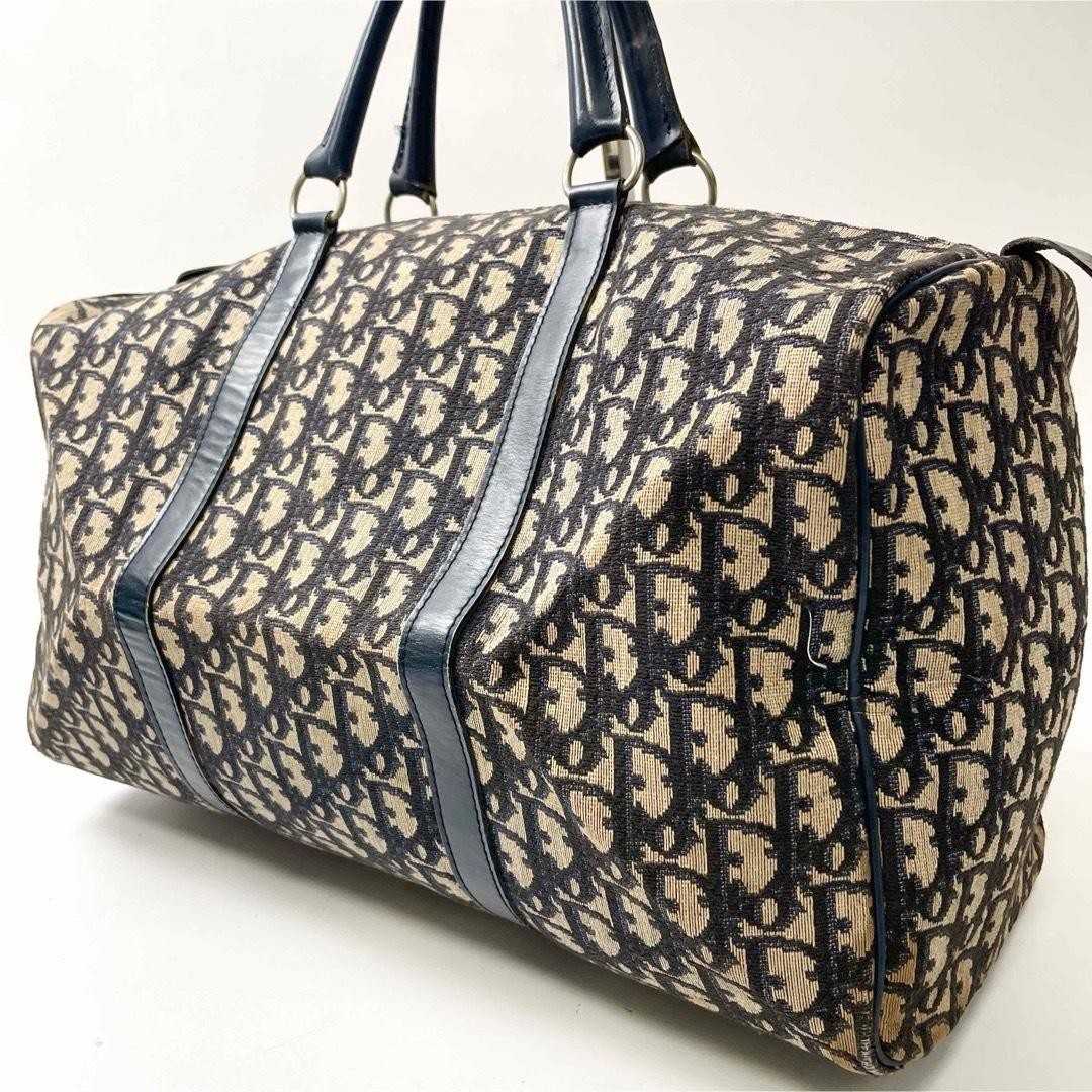Christian Dior Boston Bag Canvas Navy Trotter Logo Women's From Japan Authentic