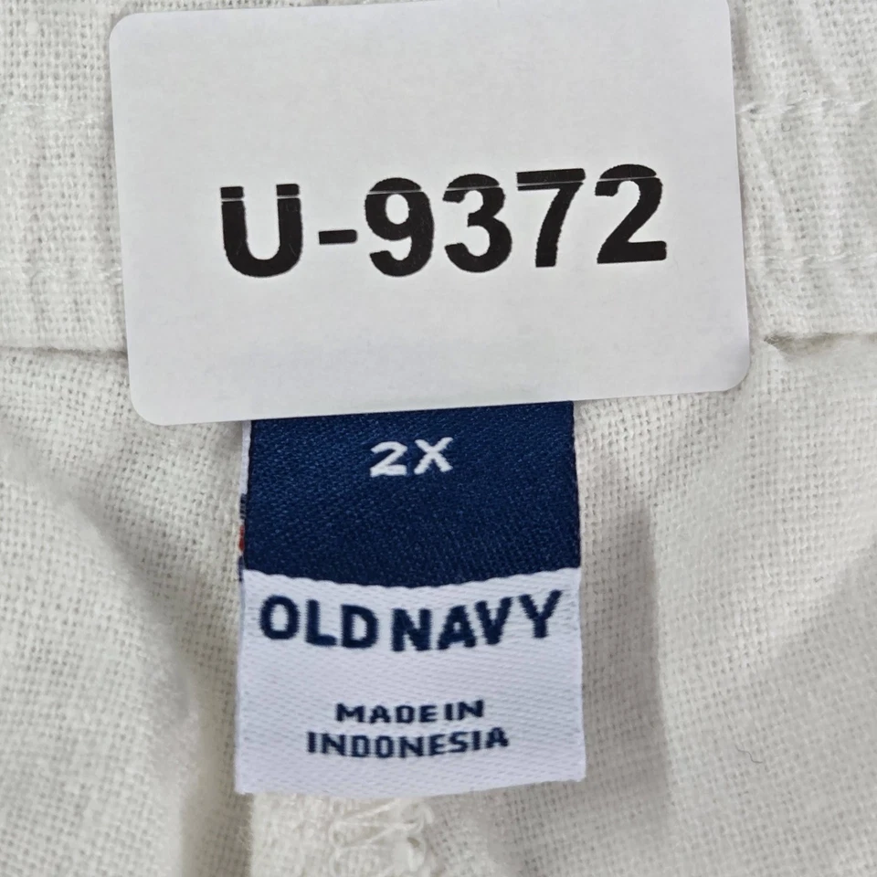 Old Navy Women Pants 2X White Linen Rayon Casual 26" Inseam - Image 2 of 4