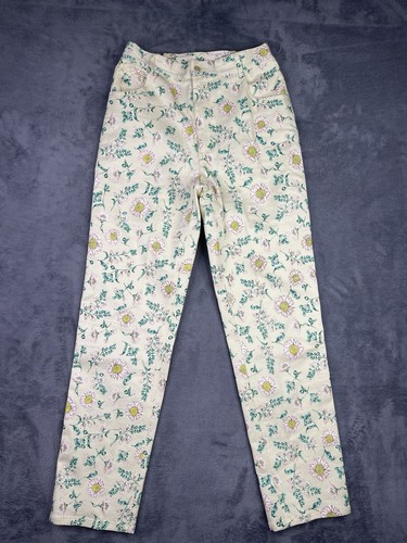 VTG Vest Women Small 4 Pants Set Denim Yellow Sun Flower Artsy Park 90s Nature - Picture 8 of 19