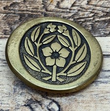 Flower Vine Pansies Flower Hippy Vibe Round Solid Brass BTS Belt Buckle