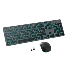 Wireless RGB Backlit Keyboard Mouse Combo, 2.4GHz for Mac, PC, Laptop - Space...