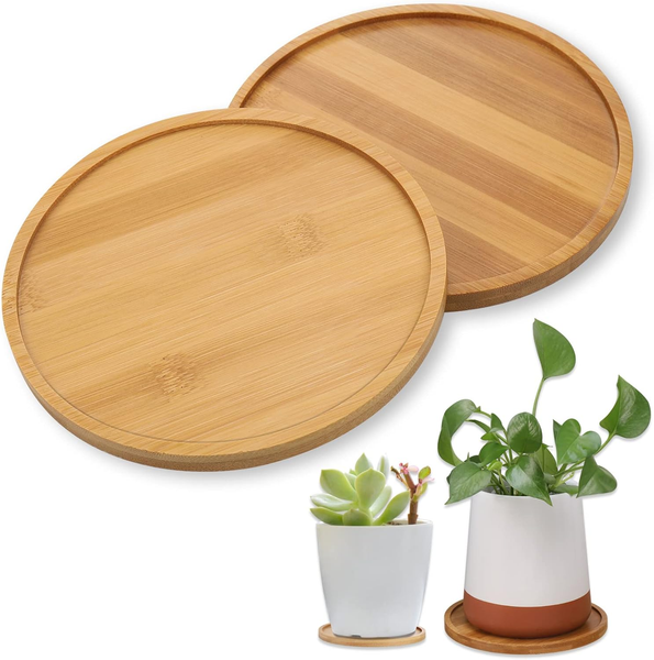 2 StüCk Blumentopf Untersetzer, Rund Pflanzen Untersetzer Holz, Holzigkeit Blume-image