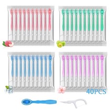 40pcs 5 in 1 Disposable Mini Toothbrush with Toothpaste  Floss  Pick  Tong...