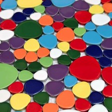 Multicolor Ceramic Pebble Mosaic Tile Glossy Wall Backsplash Bathroom Shower