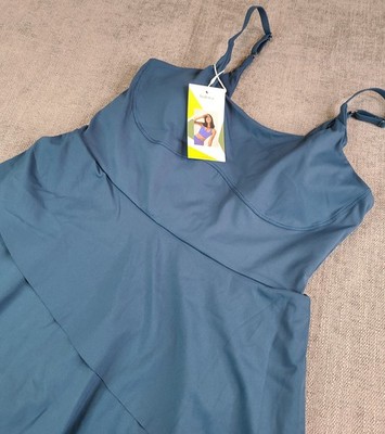 Halara Dress Womens Medium Oxford Blue Built-In Shorts Ruffle Activewear NWT