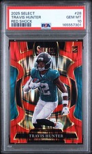 2025 PANINI SELECT RED SHOCK #28 TRAVIS HUNTER ROOKIE RC /249 PSA 10