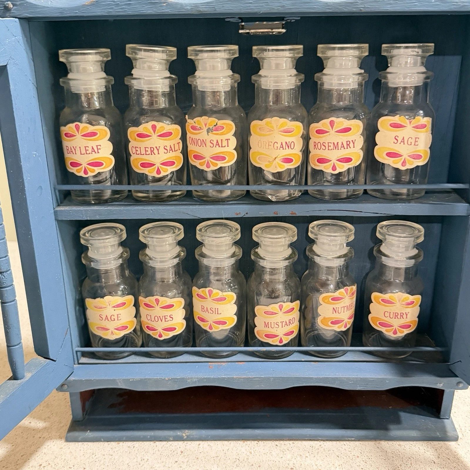Vintage Wood Spice Cabinet Rack With Glass Apothecary Jars Original Labels Japan
Opens in a new wind
