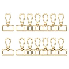 14pcs Swivel Lobster Claw Clasps 1" Metal Square Ring Keychain Light Gold