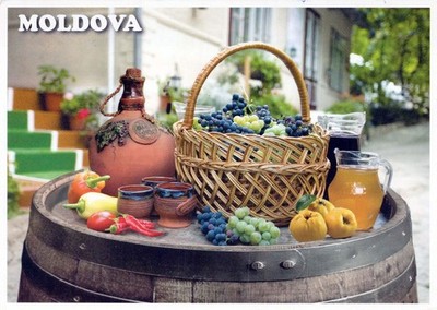 Moldova Natură Statică Cu Struguri Vin Fructe Obiecte Tradiționale #PBW814