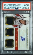 2013 NATIONAL TREASURES TRIPLE MEM AUTO #TMOVI ALEX OVECHKIN PSA 9 AUTO 10