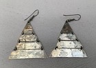 Vintage Mexico Earrings Alpaca Triangle Drop Style Abalone Inlay 1.5” X 1.5” — photo 3