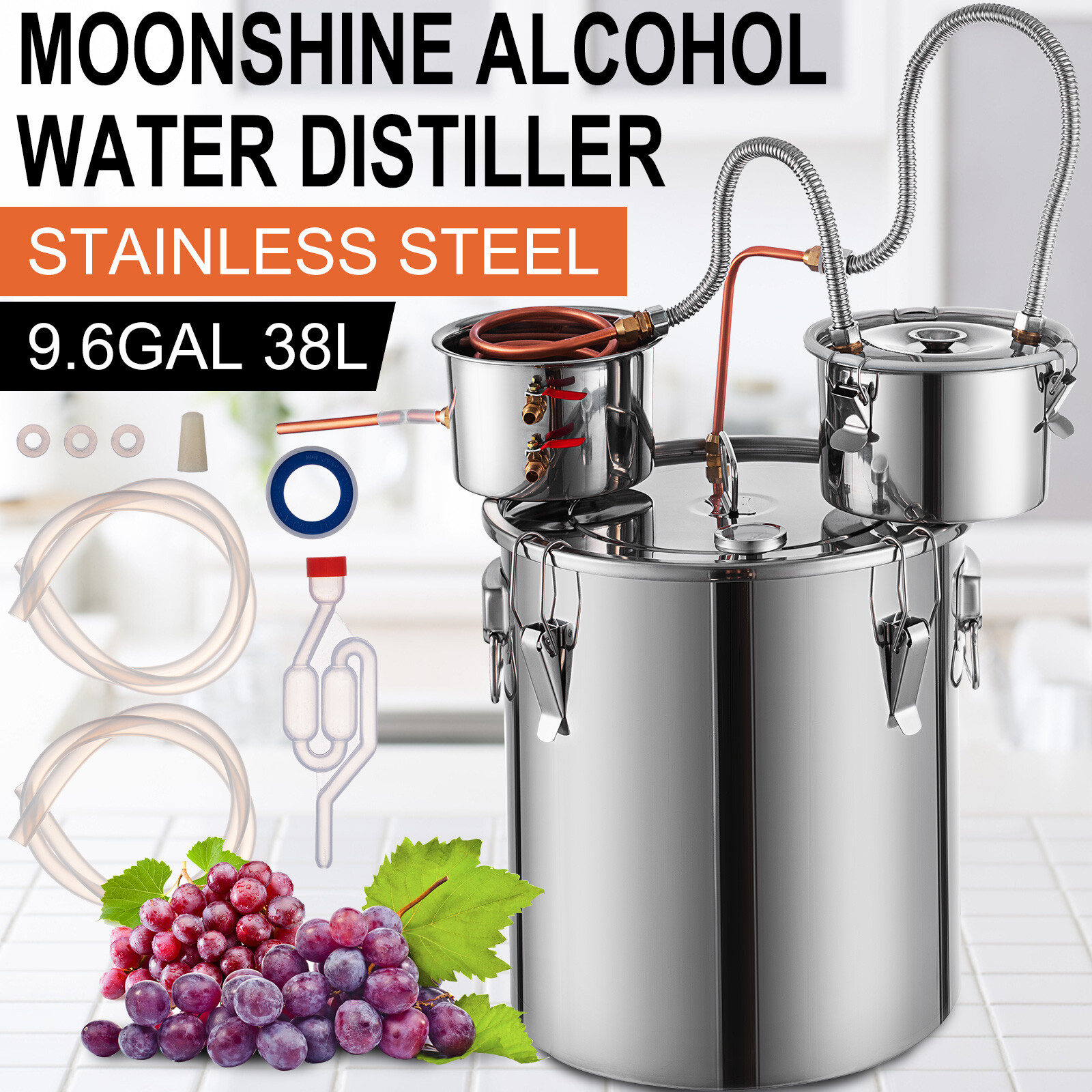 13.2 Gal Moonshine Still Spirits Kit Water Alcohol Distiller Copper Tube Boiler