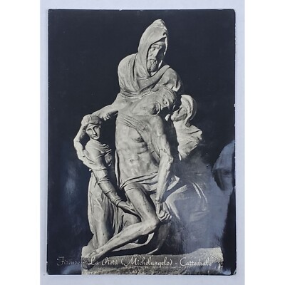 Postcard Florence La Pietà Michelangelo Cathedral Italy Black White Photo