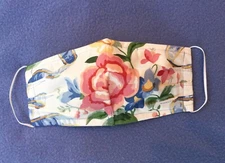 Womans Face Mask Floral Fabric Soft Loops Nose Wire